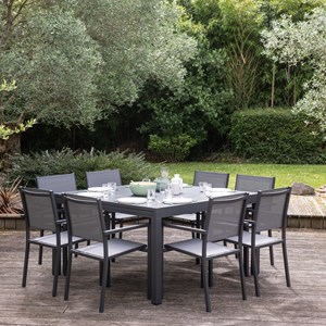 Salon de jardin venezia 140&nbsp;200cm 10 pl. Aluminium anthracite