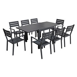 Salon de jardin venezia table 90&nbsp;180cm en aluminium anthracite