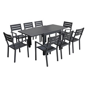 Salon de jardin venezia table 90&nbsp;180cm en aluminium anthracite
