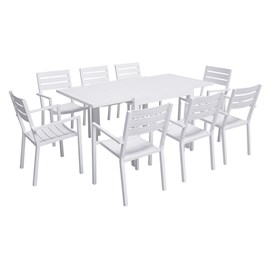 Salon de jardin venezia table 90&nbsp;180cm en aluminium blanc