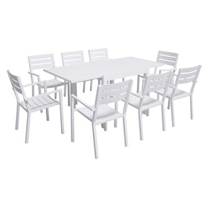 Salon de jardin venezia table 90&nbsp;180cm en aluminium blanc