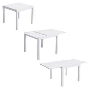Salon de jardin venezia table 90&nbsp;180cm en aluminium blanc