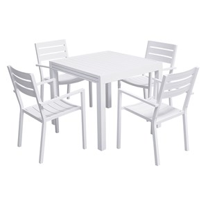 Salon de jardin venezia table 90&nbsp;180cm en aluminium blanc