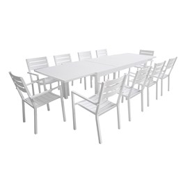 Salon de jardin venezia extensible 180&nbsp;300 en aluminium 10 pl. Blanc