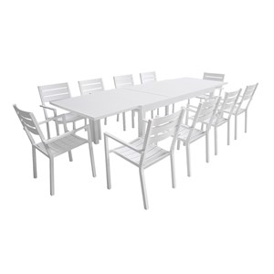 Salon de jardin venezia extensible 180&nbsp;300 en aluminium 10 pl. Blanc