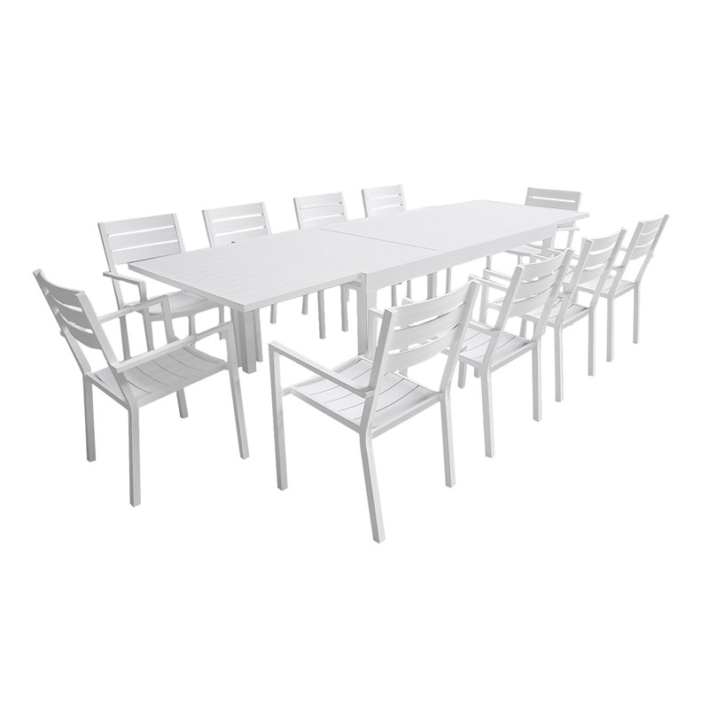 Salon de jardin venezia extensible 180&nbsp;300 en aluminium 10 pl. Blanc