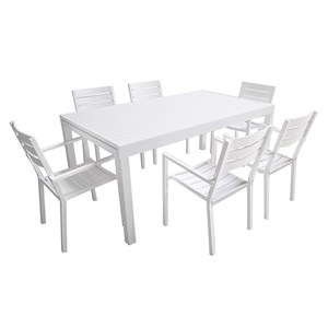 Salon de jardin venezia extensible 180&nbsp;300 en aluminium 10 pl. Blanc