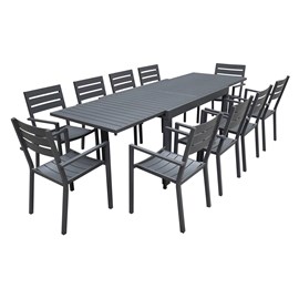 Salon de jardin venezia 132&nbsp;264cm en aluminium anthracite