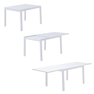 Salon de jardin venezia 132&nbsp;264cm en aluminium blanc