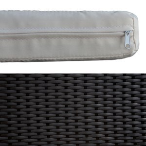 Salon de jardin corfou en résine tressée noire 4 pl. Coussins beige