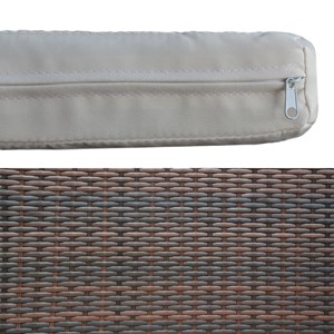 Salon de jardin corfou en résine tressée marron 4 pl. Coussins beige