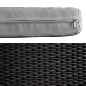 Salon de jardin corfou en résine tressée noire 4 pl. Coussins gris