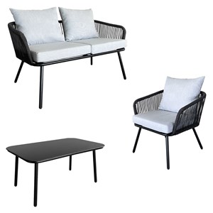 Salon de jardin en corde ouvéa gris clair - 4 places