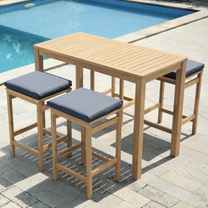 Mange debout aruba en acacia 4 places - coussins gris