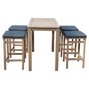 Mange debout aruba en acacia 4 places - coussins gris