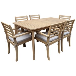 Salon de jardin similan en acacia 6 places - coussins sable