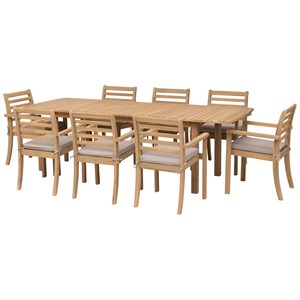 Salon de jardin padar 180&nbsp;240cm 8pl. Acacia coussin sable