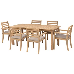 Salon de jardin padar 180&nbsp;240cm 8pl. Acacia coussin sable