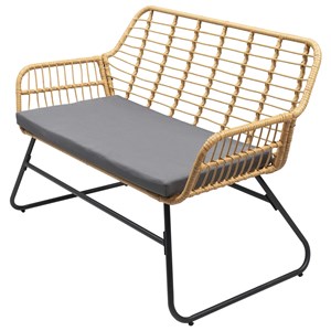 Salon de jardin tiga en résine tressée 4 places - coussins gris