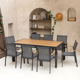 Salon de jardin palermo 8 pl. Textilène gris, aluminium anthracite