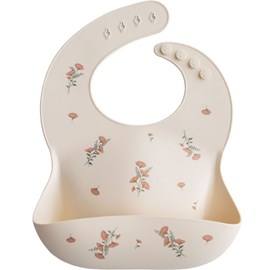 Bavoir à poche en silicone pink flowers