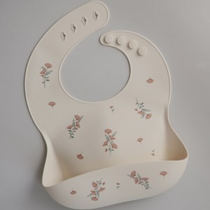Bavoir à poche en silicone pink flowers