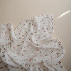 Maxi lange en coton bio pink flowers (120 x 120 cm)