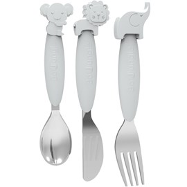Set de couverts en inox et silicone gris (3 pièces)