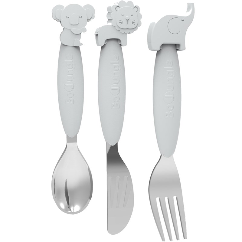 Set de couverts en inox et silicone gris (3 pièces)