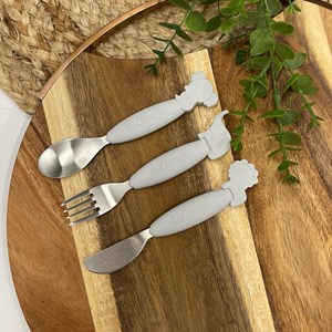 Set de couverts en inox et silicone gris (3 pièces)