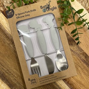Set de couverts en inox et silicone gris (3 pièces)