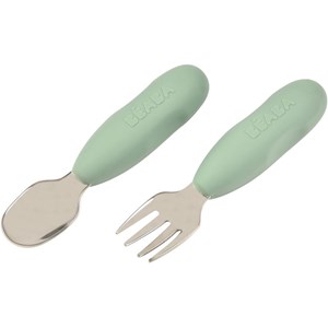 Lot de 2 pré-couverts en inox vert sauge