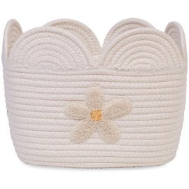 Panier de rangement fleur écru (30 x 20 cm)