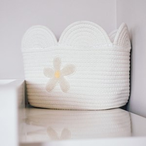 Panier de rangement fleur écru (30 x 20 cm)