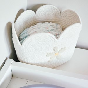 Panier de rangement fleur écru (30 x 20 cm)
