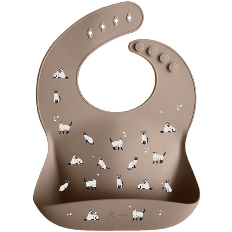 Bavoir en silicone minouche taupe