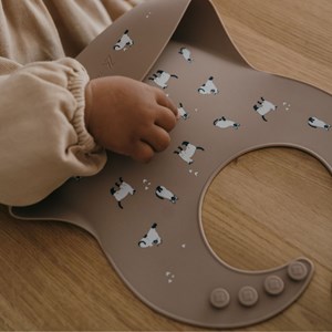 Bavoir en silicone minouche taupe