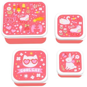 Lot de 4 boîtes à goûter fun