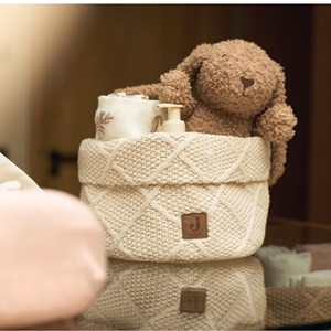 Panier de rangement check knit oatmeal (14 x 18 cm)