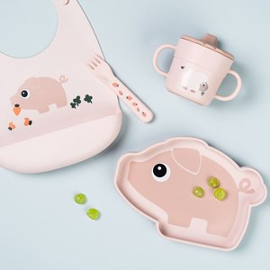 Bavoir silicone pigee rose