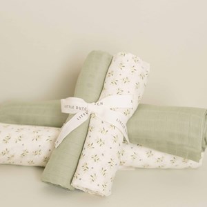 Set de 2 langes en gaze de coton blueberry pure sauge (70 x 70 cm)