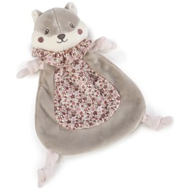 Doudou plat écureuil cherry fleurs