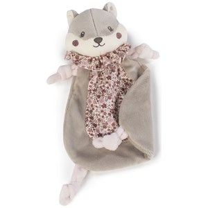Doudou plat écureuil cherry fleurs