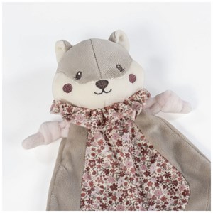 Doudou plat écureuil cherry fleurs