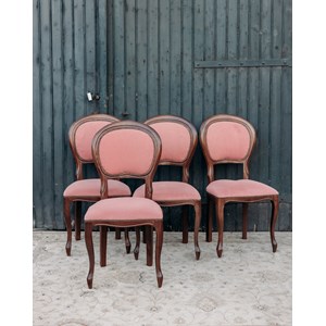 Lot de 4 chaises en tissu et bois n°849