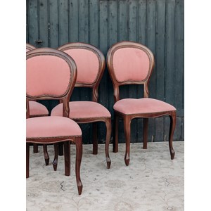 Lot de 4 chaises en tissu et bois n°849