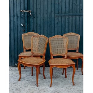 Lot de 4 chaises cannées en bois n°850
