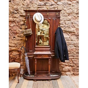 Porte-manteau en bois et marbre n°216
