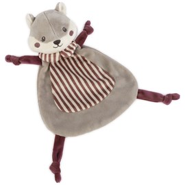 Doudou plat écureuil cherry rayé