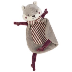 Doudou plat écureuil cherry rayé